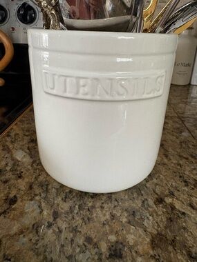 Crate&Barrel White Ceramic Utensil Crock